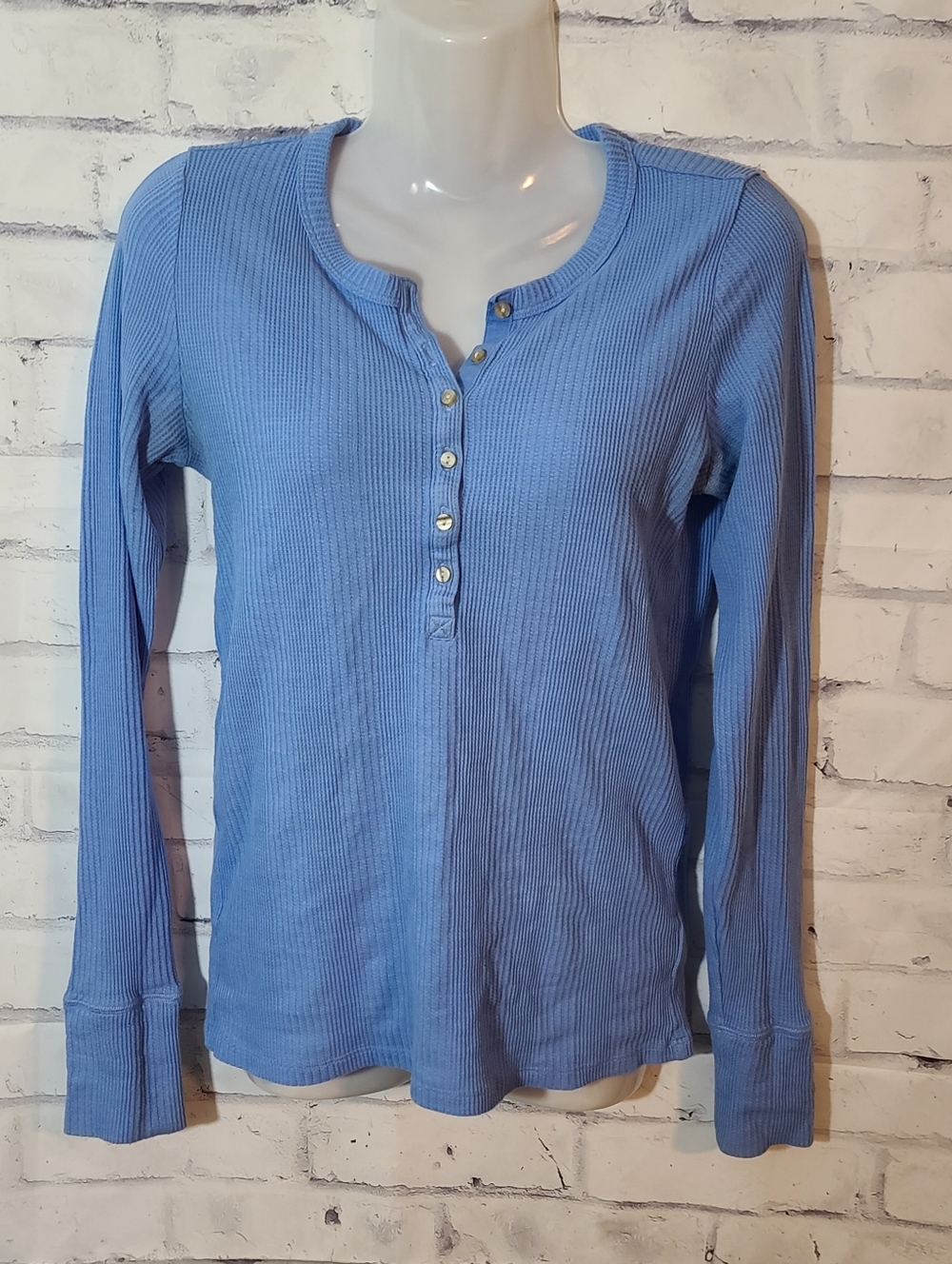 Aerie Blue Long Sleeve Henley Small